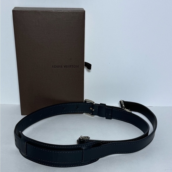 1 INCH BLACK LEATHER LOUIS VUITTON STRAP - Picture 1 of 6